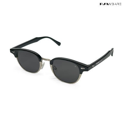 Lucknow Lush - Shadow Silver Polarized Clubmaster Half Rim Sunglasses - RB2658