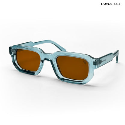 Vintage Cube - Blue Tea Polarized Rectangle Sunglasses - RB2403