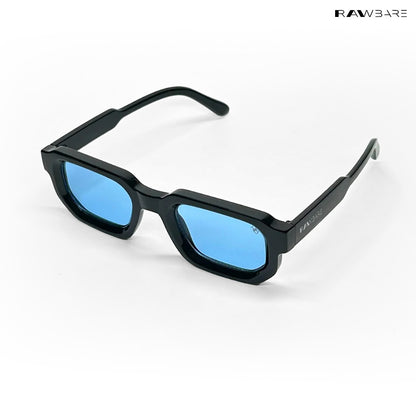 Vintage Cube - Blue Black Polarized Rectangle Sunglasses - RB2439