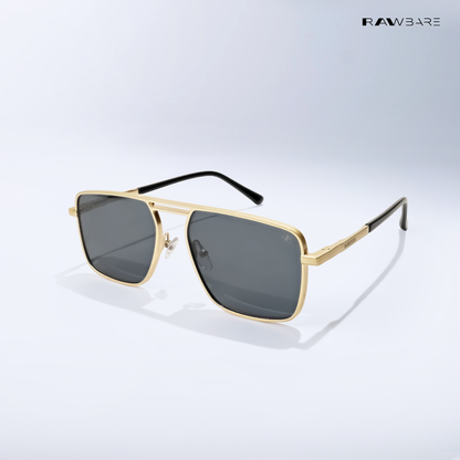 Tyro - Black Gold Flat-Top Square Aviator Sunglasses - RB2685BG