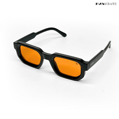 Vintage Cube - Black Yellow Rectangle Sunglasses - RB2437