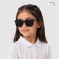 Midnight Gleam - Matte Black Kids Polarized Square Sunglasses - RBK2545