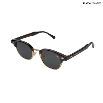 Lucknow Lush - Espresso Gild Polarized Clubmaster Half Rim Sunglasses - RB2659