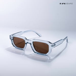 Vintage Cube - Blue Tea Polarized Rectangle Sunglasses - RB2403