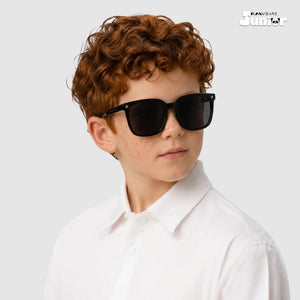 Midnight Gleam - Glossy Black Kids Polarized Square Sunglasses - RBK2544