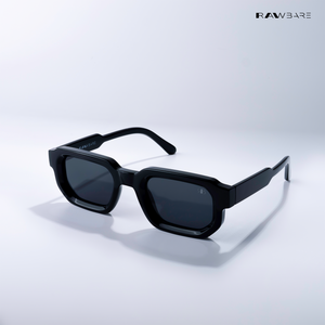 Vintage Cube - All Black Polarized Rectangle Sunglasses - RB2401