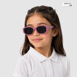 Candy Dash - Pink Swirl Kids Polarized Irregular Rectangle Sunglasses - RBK2522