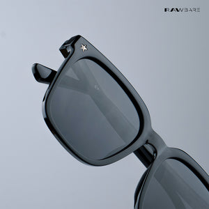 Midnight Gleam - Glossy Black Kids Polarized Square Sunglasses - RBK2544