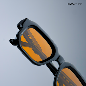 Vintage Cube - Black Yellow Rectangle Sunglasses - RB2437