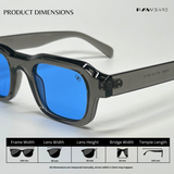 Lilrecta - Grey Blue Rectangle Sunglasses - RB2525