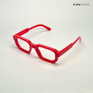 Vintage Cube - Red Blue Cut Rectangle Sunglasses - RB2508