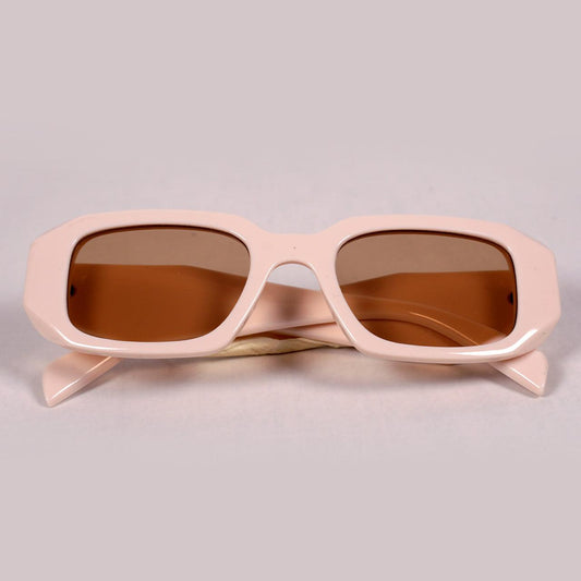 Beige Irregular Rectangle Sunglasses - RawBare