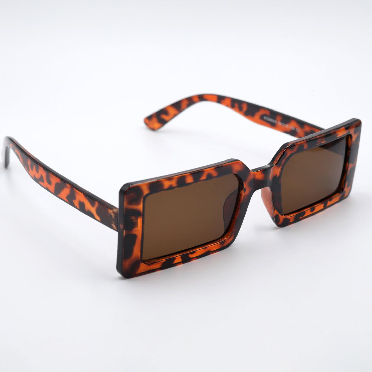Brown Cheetah Rectangle Sunglasses