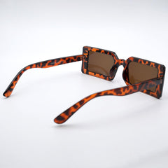 Brown Cheetah Rectangle Sunglasses