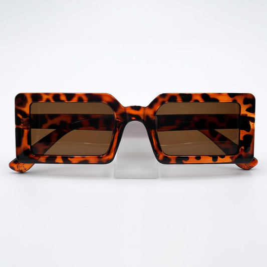 Brown Cheetah Rectangle Sunglasses - RawBare