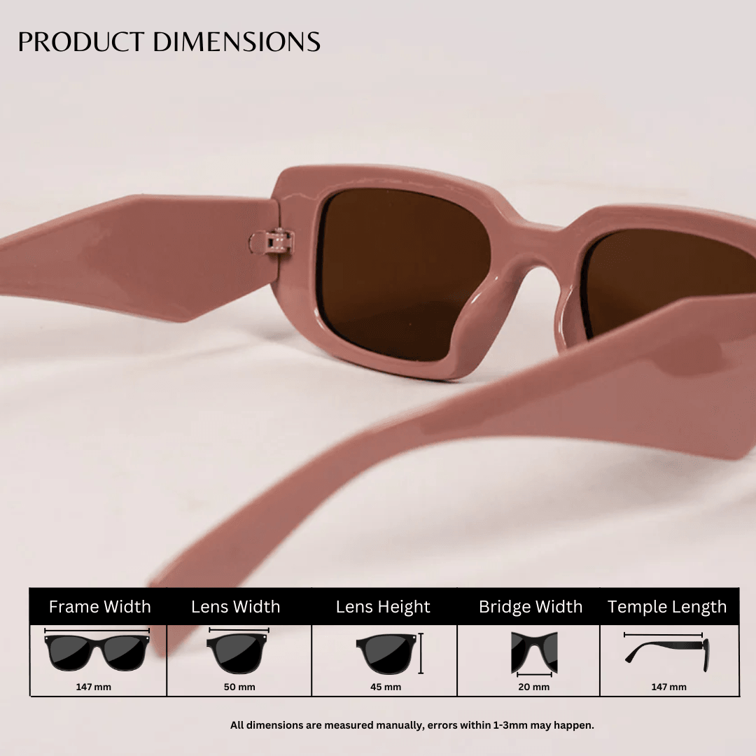 Irregular Rectangle Sunglasses - Pink / RB2343 - RawBare