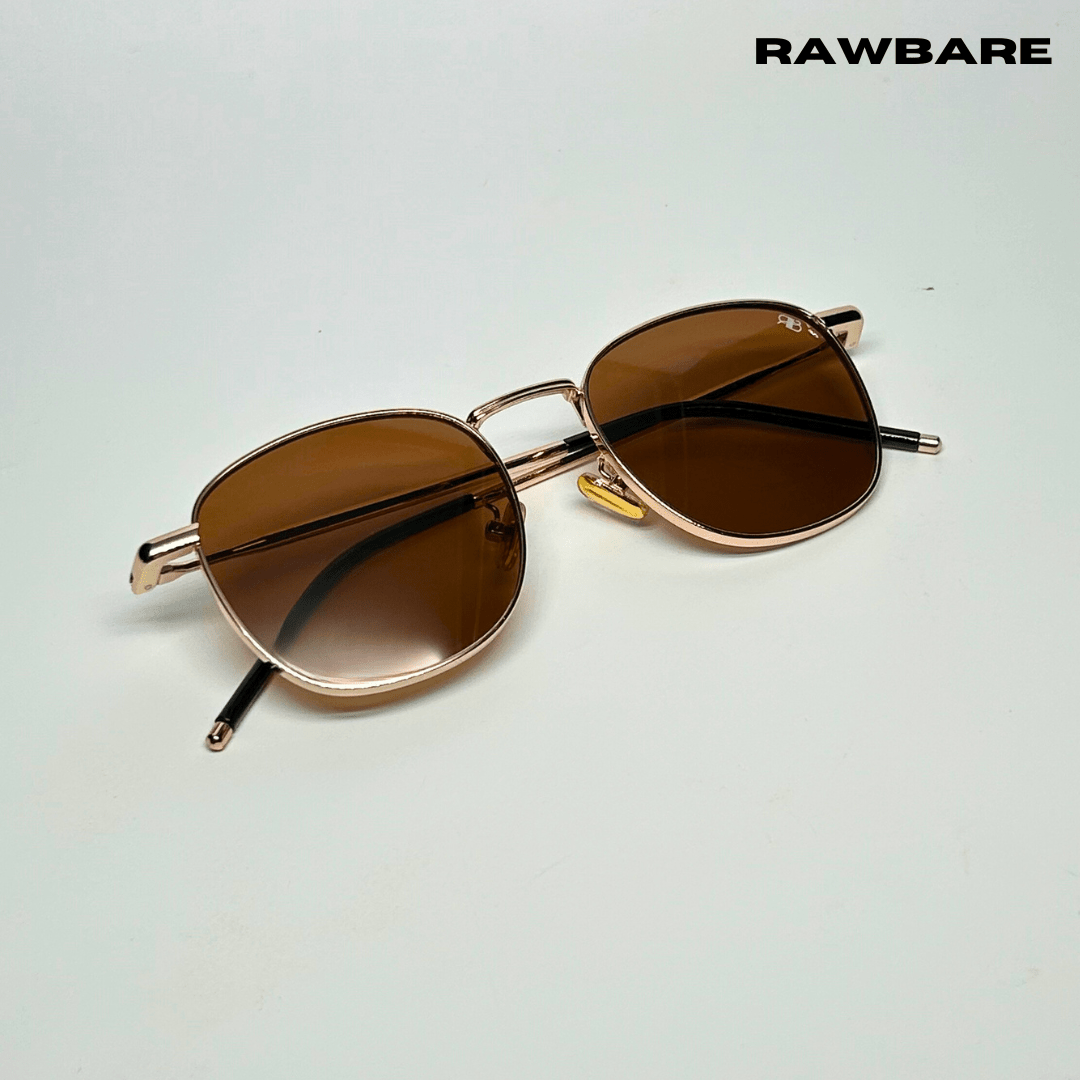 Metal Glint Sunglasses - Brown Gold / RB2434 - RawBare