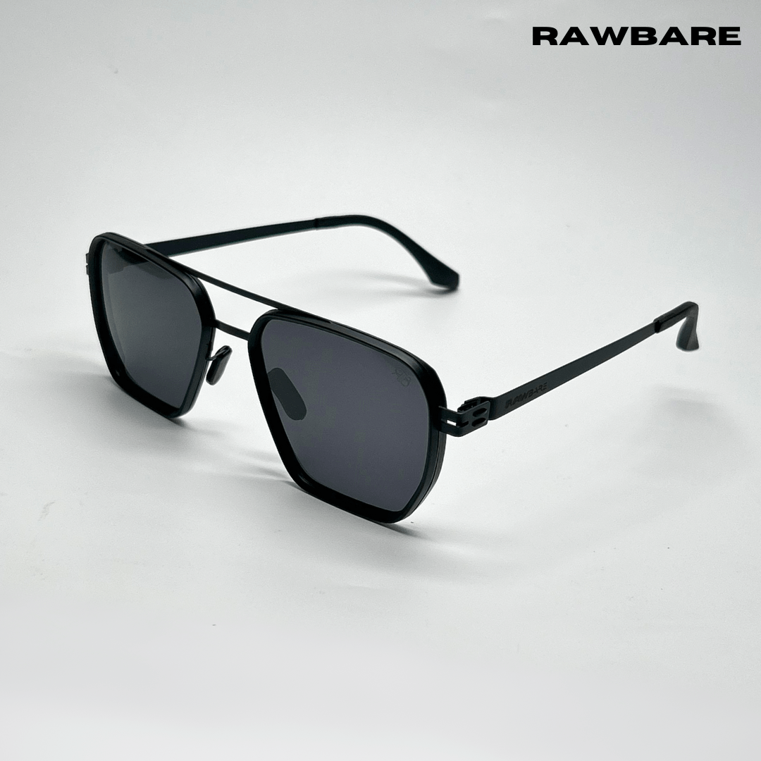 Feather Steel All Black Polarized Square Sunglasses RB2421 — Rawbare