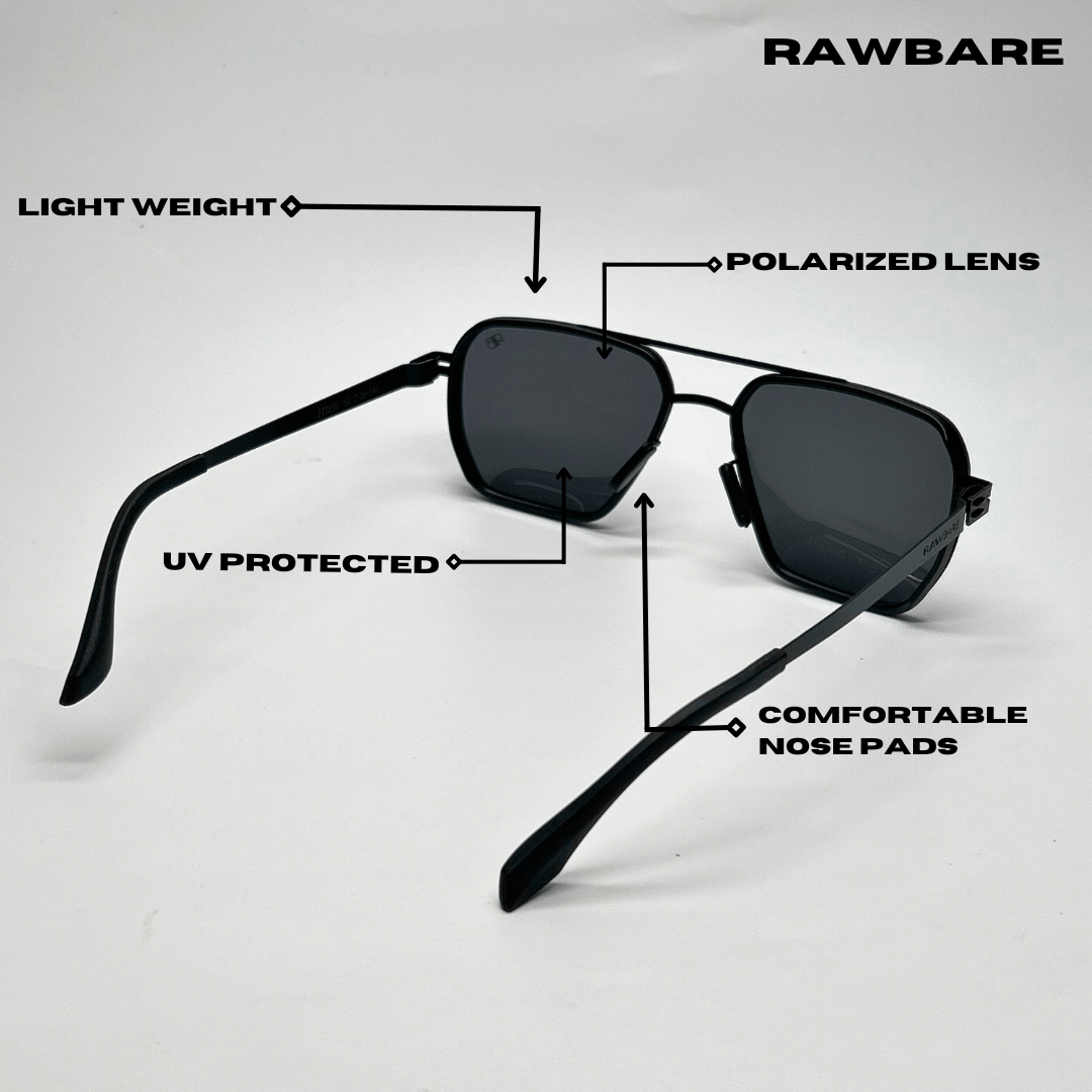 RawBare Polarized Feather Steel Shades - All Black / RB2421 - RawBare