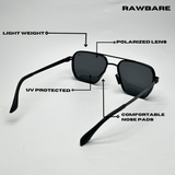 RawBare Polarized Feather Steel Shades - All Black / RB2421 - RawBare