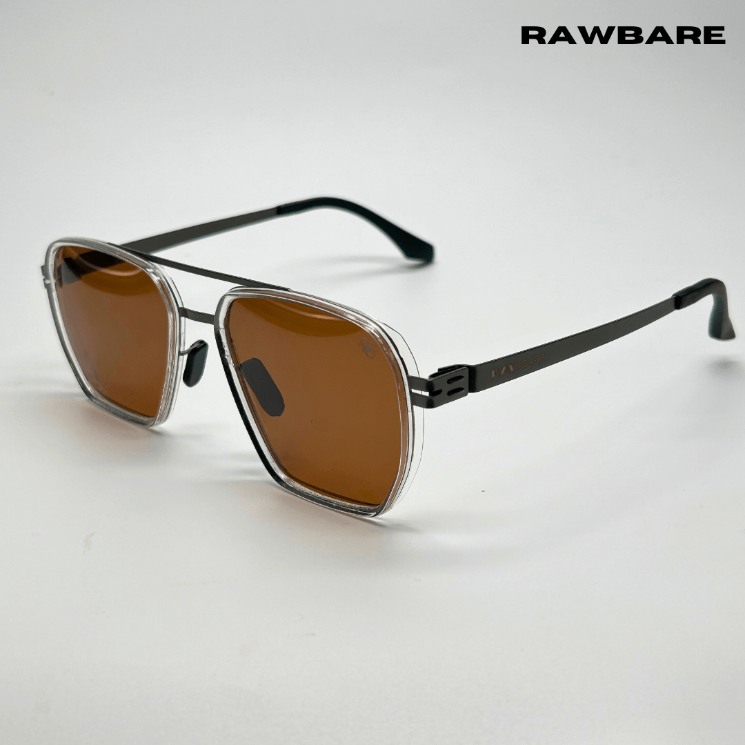 RawBare Polarized Feather Steel Shades - Clear Brown / RB2424 - RawBare