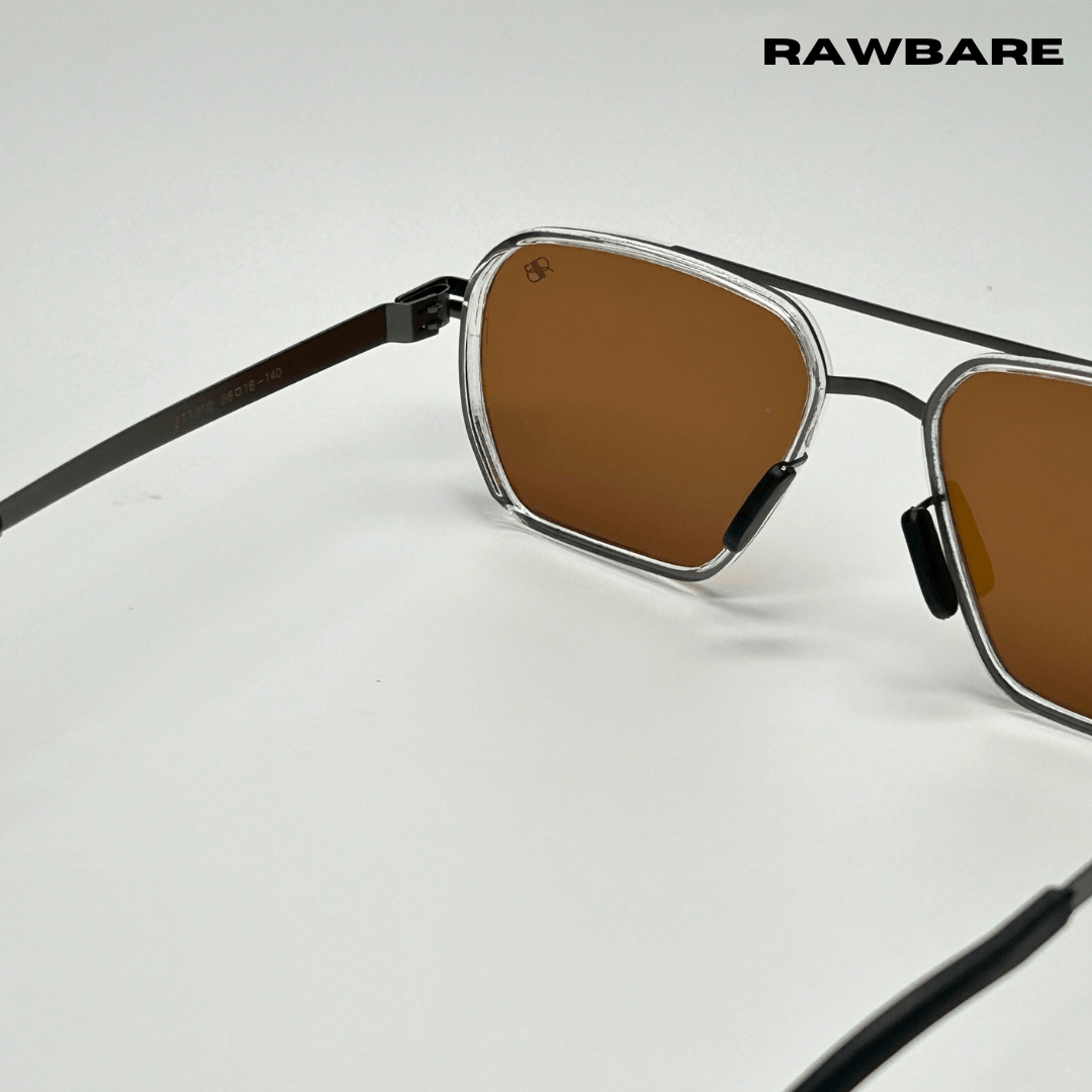 RawBare Polarized Feather Steel Shades - Clear Brown / RB2424 - RawBare