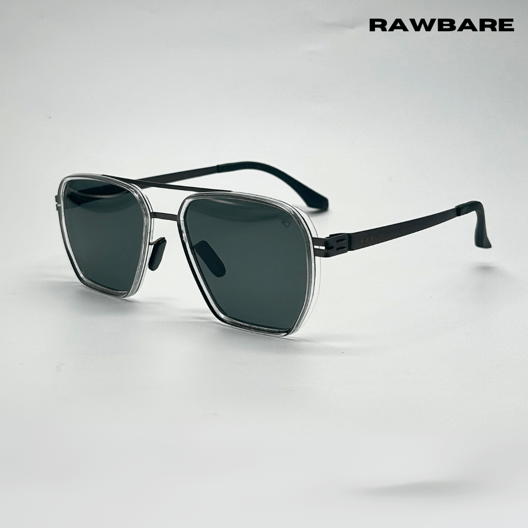 Feather Steel Clear Grey Polarized Square Sunglasses RB2423 — Rawbare
