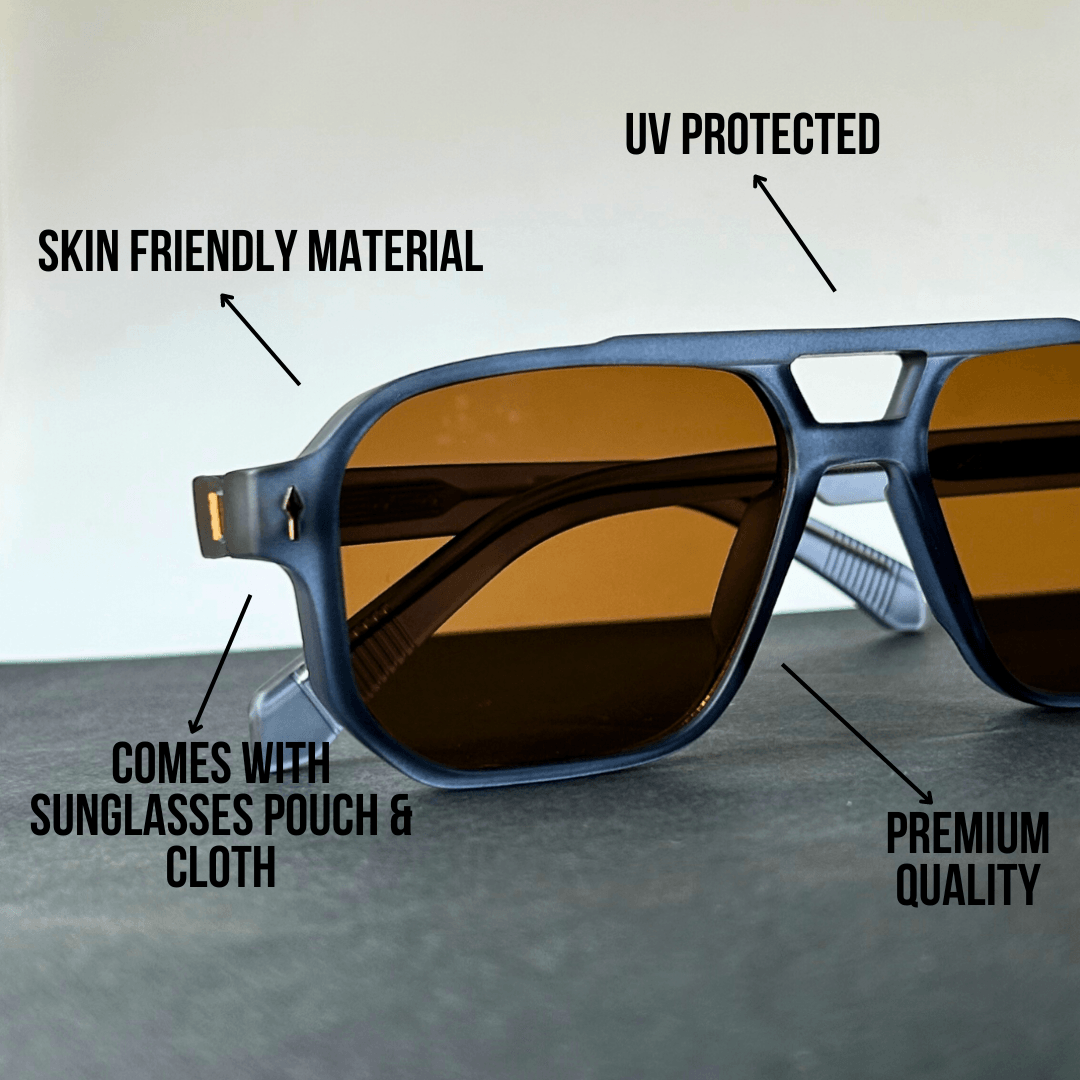 Rectangle Glare Sunglasses - Denim Walnut / RB2325 - RawBare