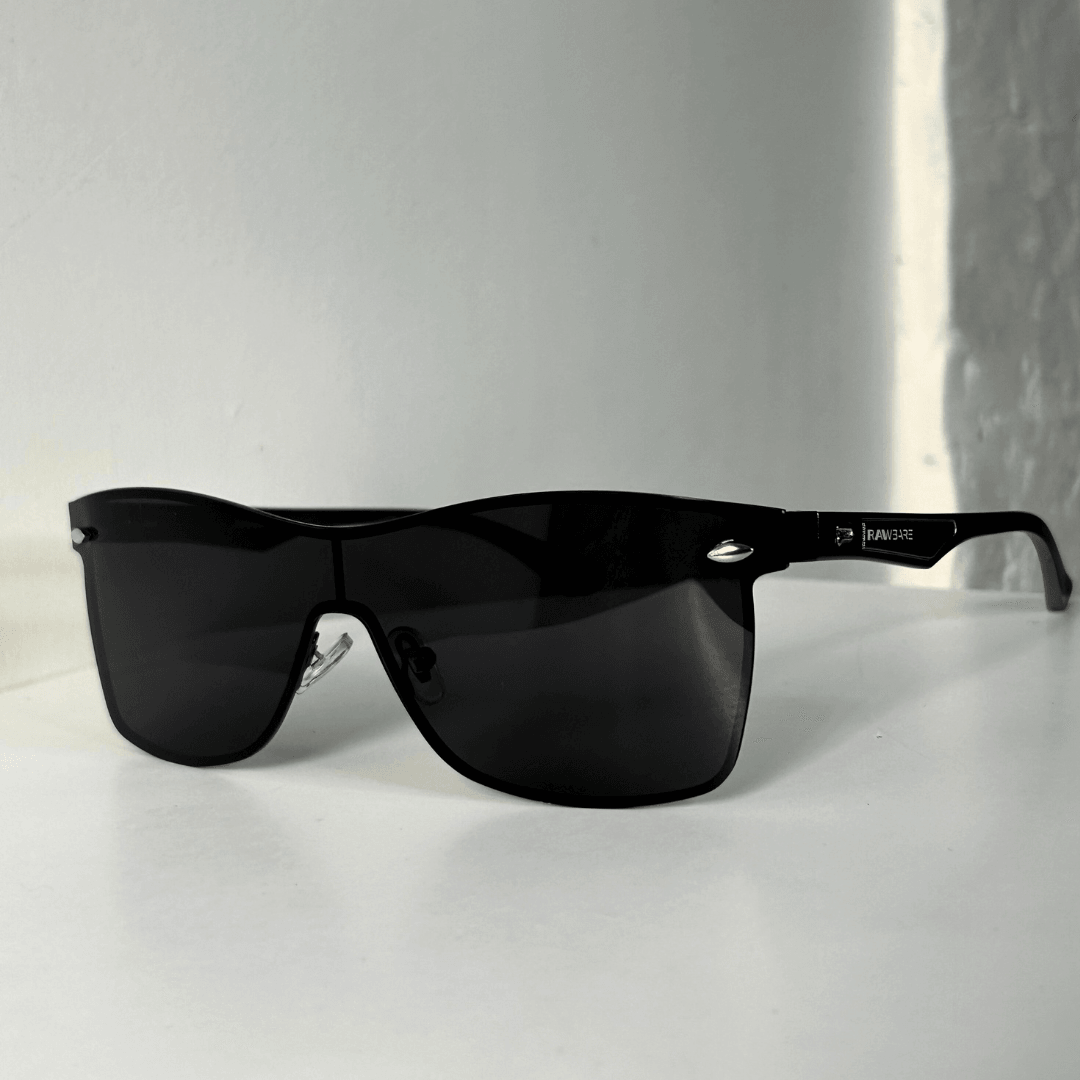 Rimless Polarized Square Sunglasses - All Black / RB2357 - RawBare