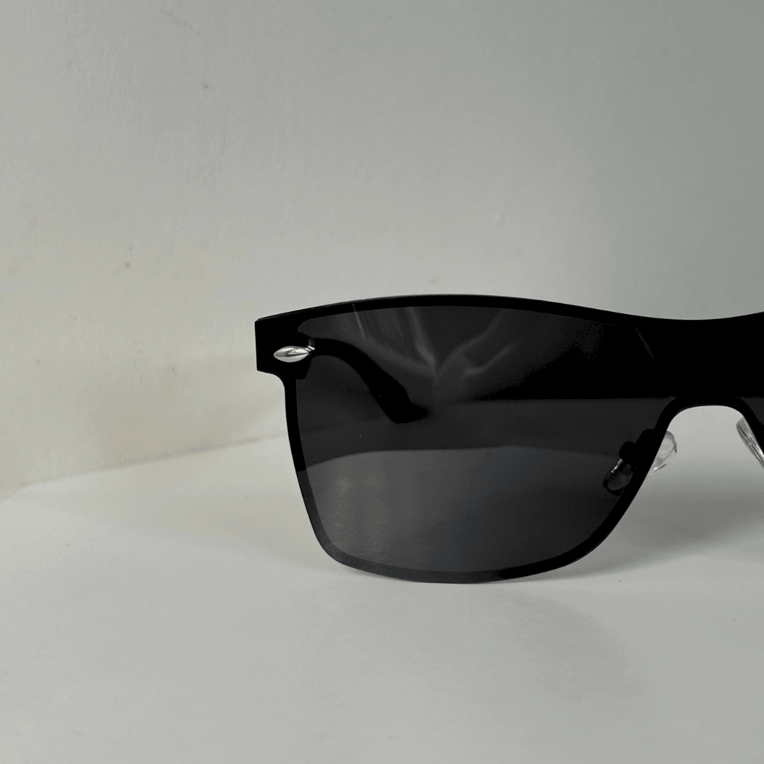 Rimless Polarized Square Sunglasses - Black Silver / RB2358 - RawBare