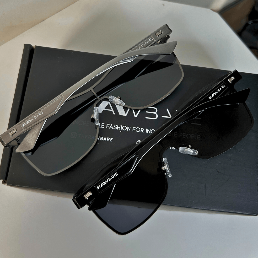 Rimless Polarized Square Sunglasses - Black Silver / RB2358 - RawBare