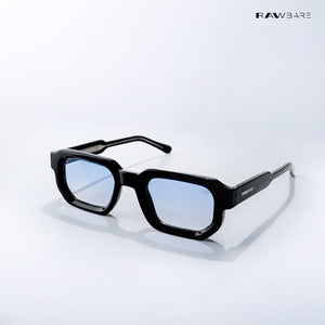 Vintage Cube 2.0 - Blue Black Semi Transparent Rectangle Sunglasses - RB2439