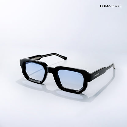 Vintage Cube 2.0 - Blue Black Semi Transparent Rectangle Sunglasses - RB2439